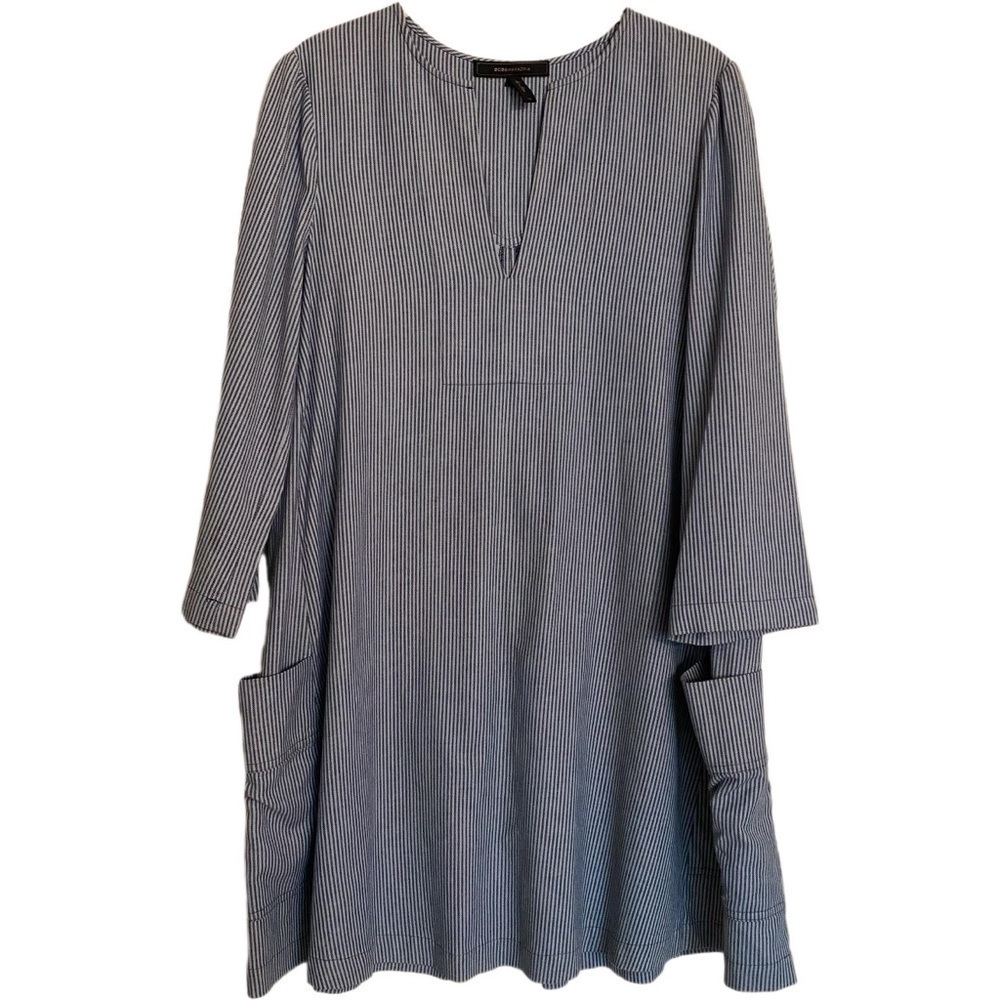 BCBG MaxAzria Trysta Striped Chambray Blue Dress Sz XS Summer Spring Minimilist